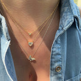14K Gold Mini Diamond Butterfly Necklace