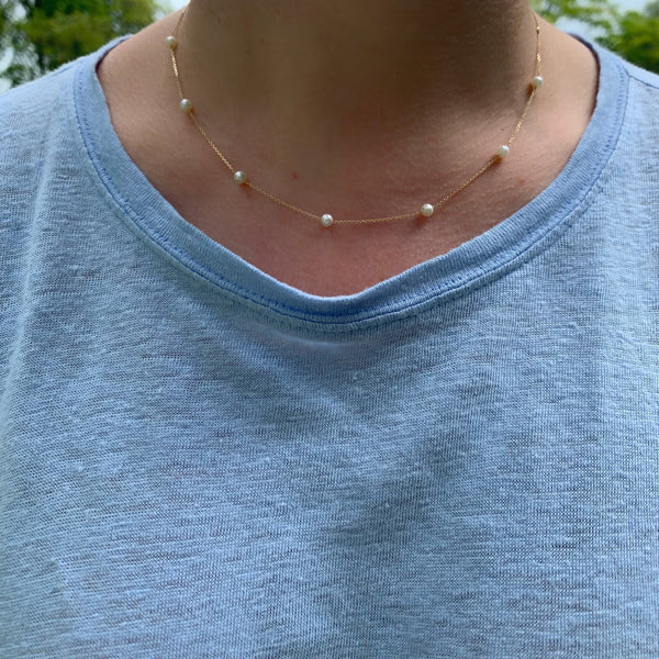 10K Gold Pearls By the Yard Necklace
