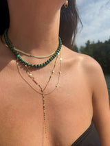 10K Gold Malachite Bead Necklace