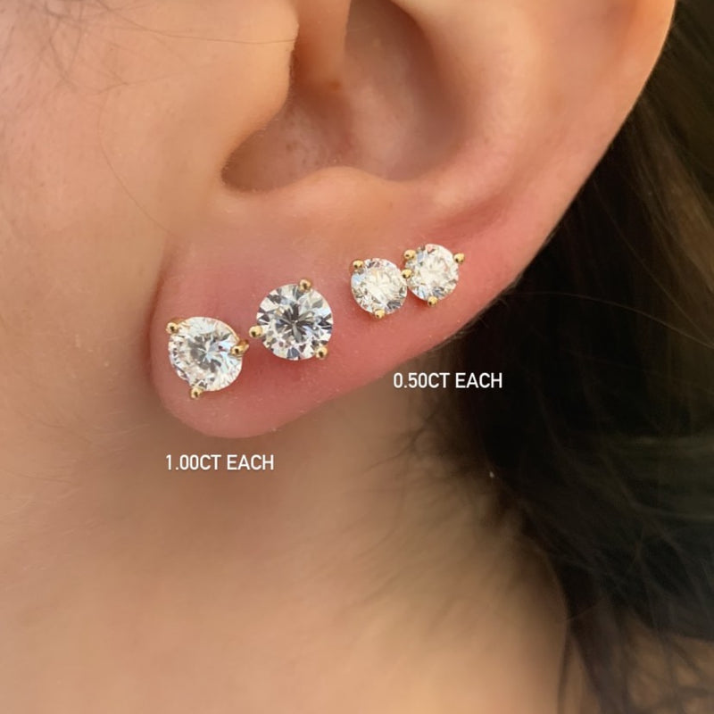 Lab Created Diamond 14K Gold Classic Stud Earrings (2.00CT TW)