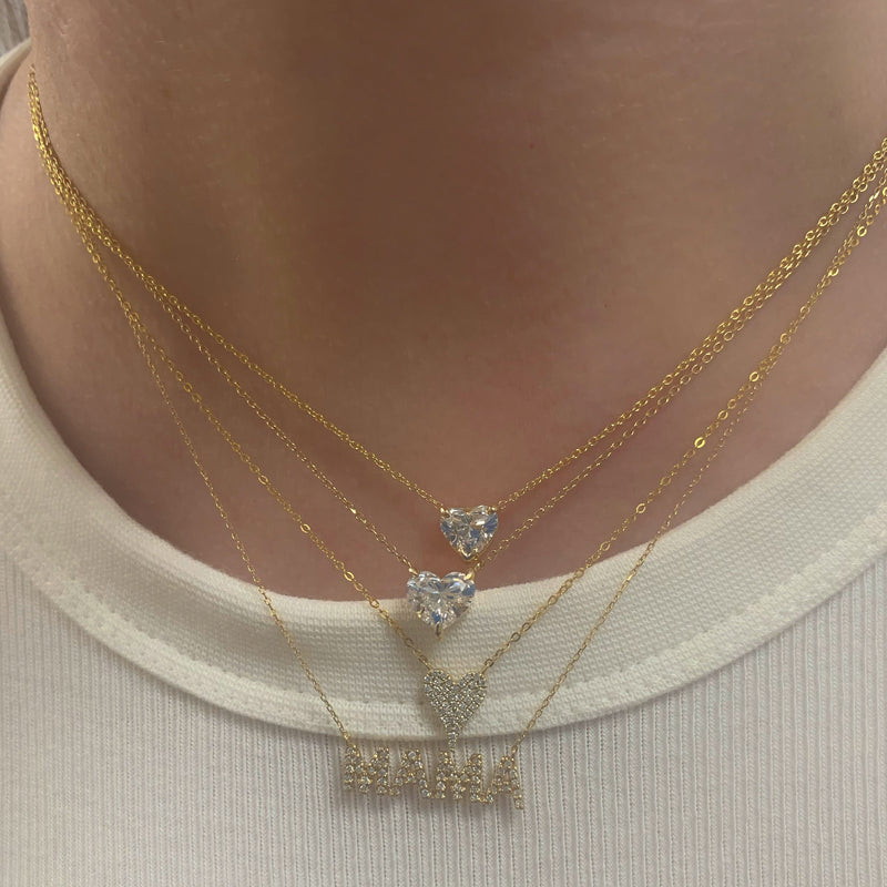 14K Gold Diamond Mama Necklace