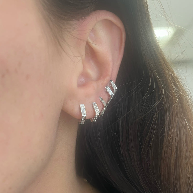 Limited Edition 14K White Gold Diamond-Shaped Diamond Huggie Earrings