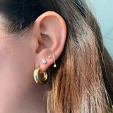 14K Gold Tiny Pear Shape Diamond Stud Earrings