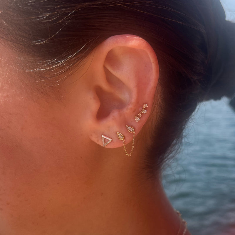 Single 14K Gold Diamond Connecting Teardrop Earrings