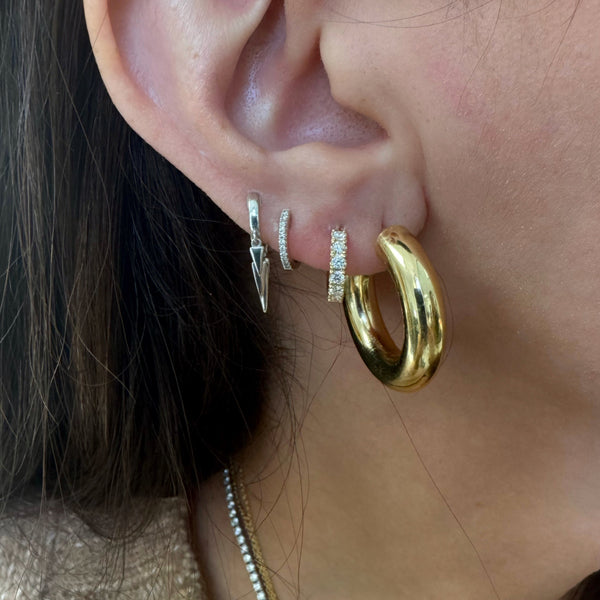 Lab Created Limited Edition 10K Gold Bold Diamond Huggie Earrings