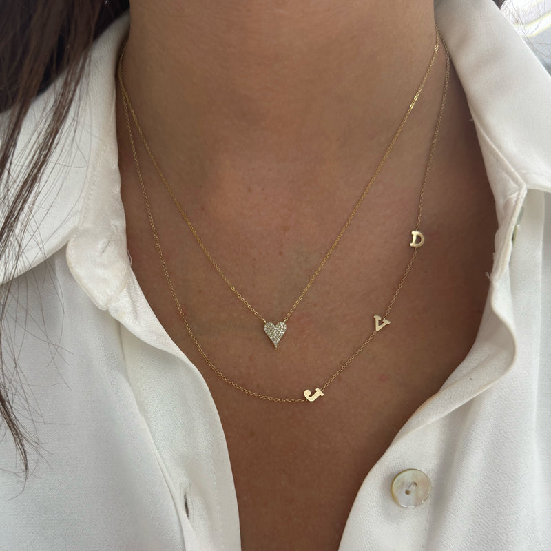 10K Gold Diamond Pave Heart Necklace