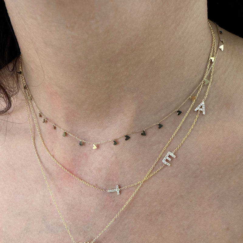 10K Gold Asymmetrical Diamond Initial Necklace
