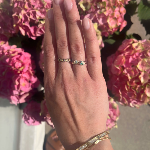 14K Gold Flexible Diamond Chain Ring