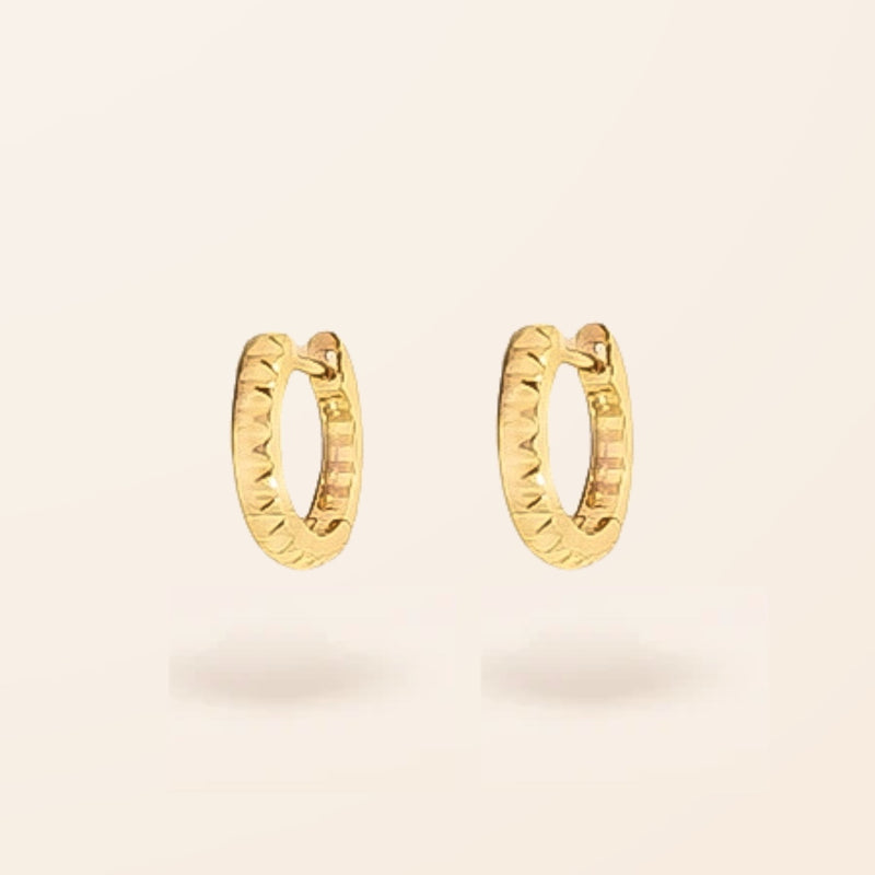 10K Gold Fluted Huggie Earrings