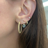 10K Gold Gemstone Huggie Earrings
