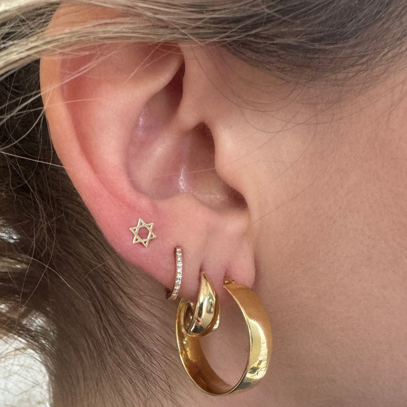 14K Gold Mini Star of David Stud Earrings