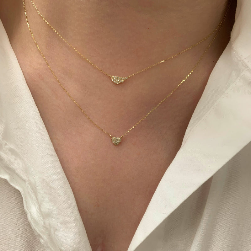 14K Gold Mini Diamond Angel Wing Necklace