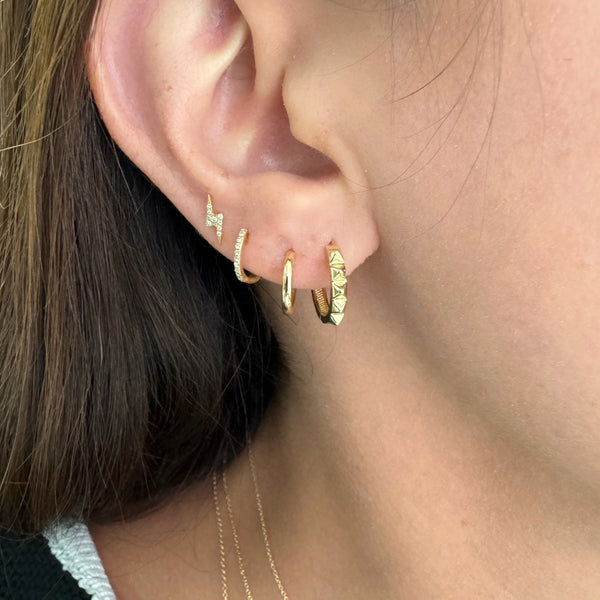 10K Gold Medium Spike Huggie Earrings
