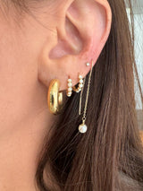 14K Gold Opal Bezel Huggie Earrings