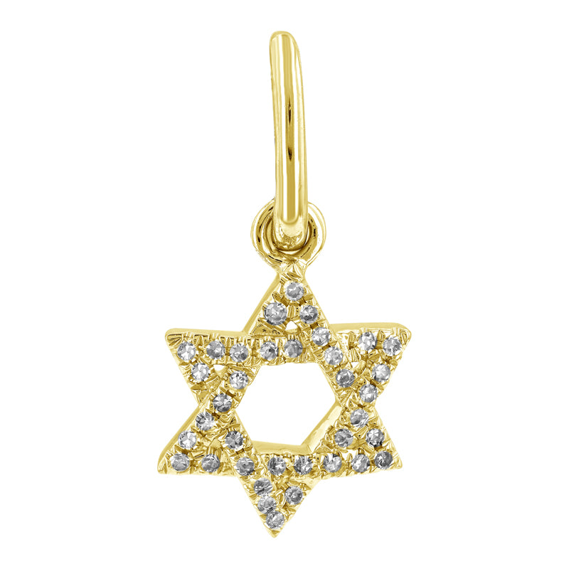 14K Gold Diamond Star of David Charm