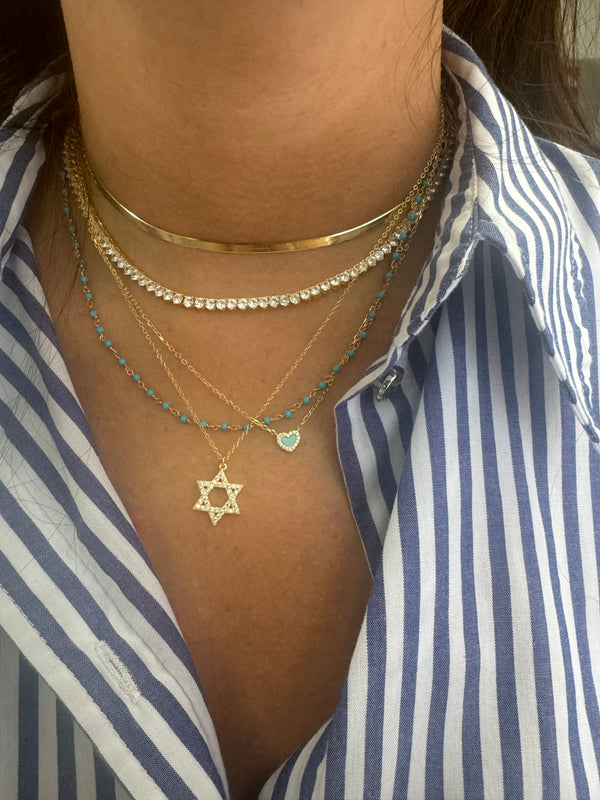 Sterling Silver Gold Plated Star of David CZ Necklace