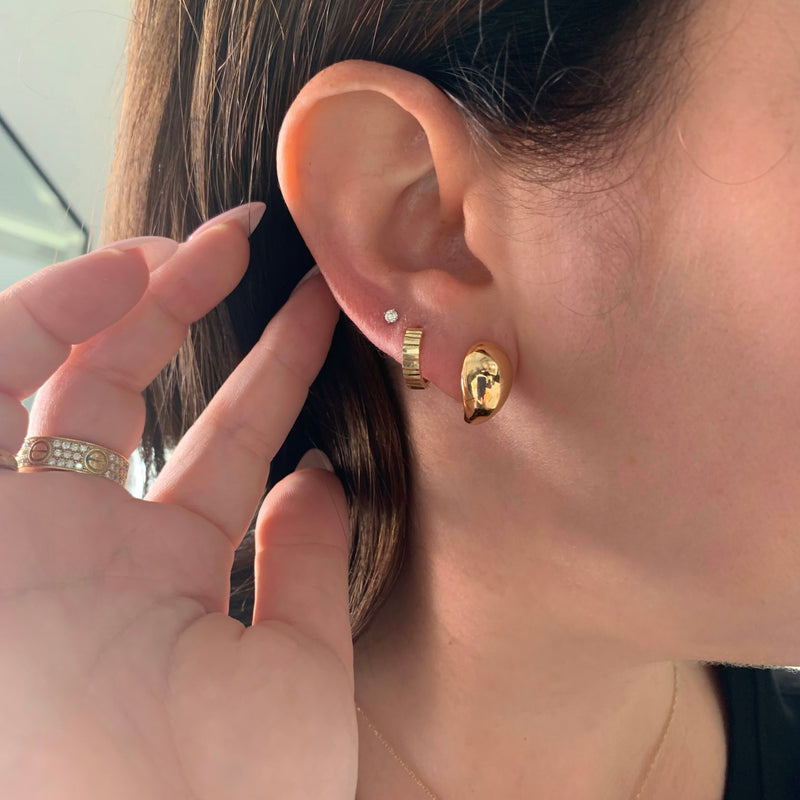 14K Gold Large Pear Shape Stud Earrings