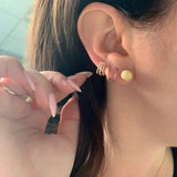 14K Gold Glitter Ball Stud Earrings