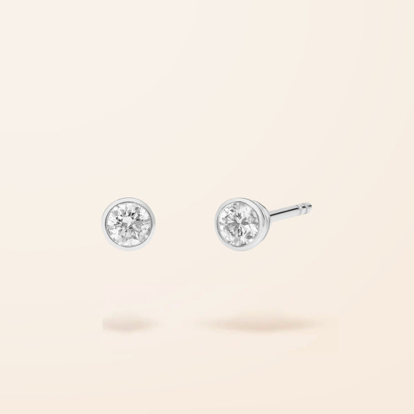 Lab Created 10K Gold Diamond Bezel Stud Earrings