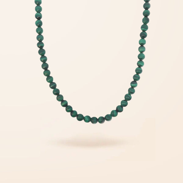 10K Gold Malachite Bead Necklace