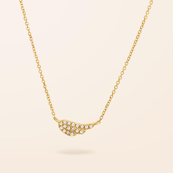 14K Gold Mini Diamond Angel Wing Necklace
