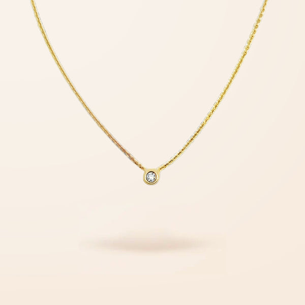 14K Gold Mini Diamond Bezel Necklace