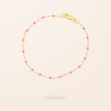 14K Gold Pink Enamel Bead Bracelet