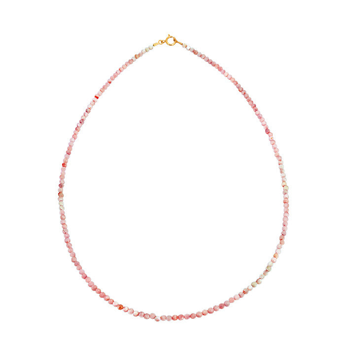 Sterling Silver Gold Plated Pink Opal Bead Necklace