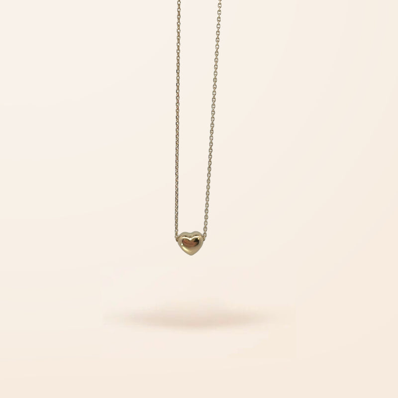 10K Gold Mini Puffed Heart Necklace