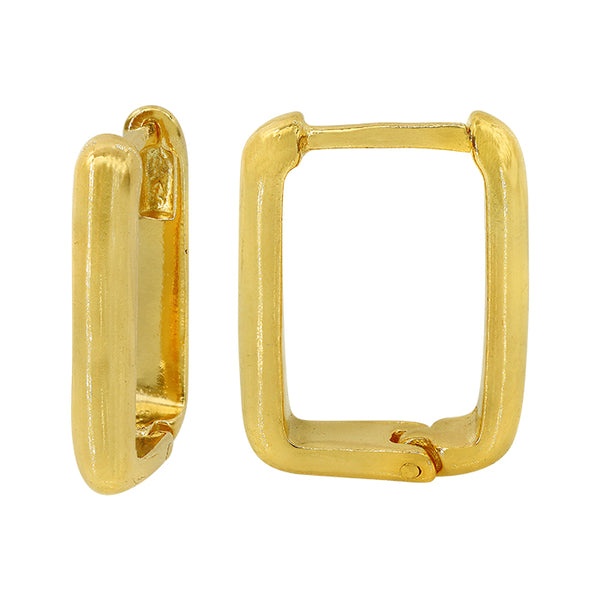 Sterling Silver Gold Plated Rectangle Huggie Earrings