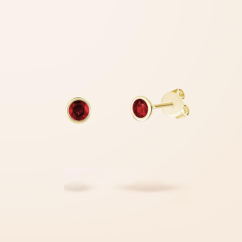 10K Gold Bezel Set Precious Gemstone Stud Earrings