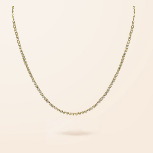 14K Gold Mini Diamond Tennis Necklace (Half Way)