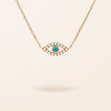 14K Gold Turquoise Evil Eye Necklace