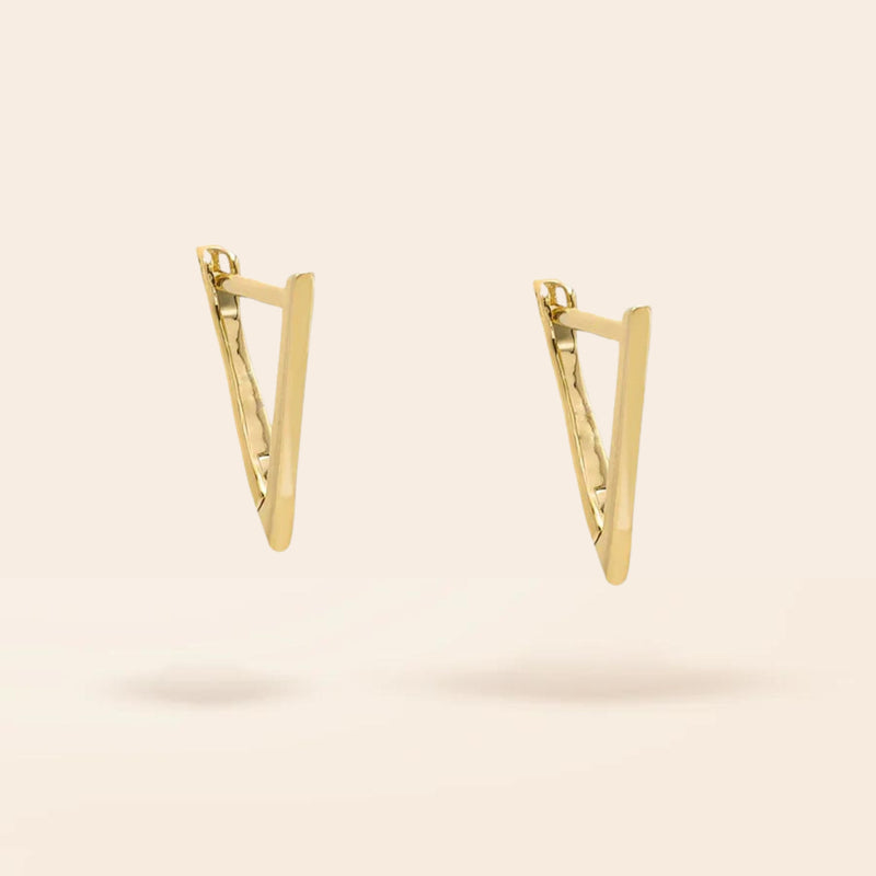 10K Gold Triangle Huggie Earrings