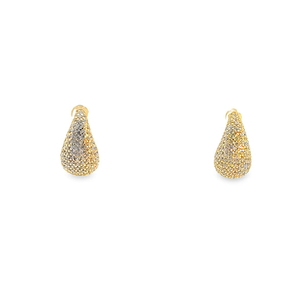 Sterling Silver Gold Plated CZ Pear Shape Stud Earrings