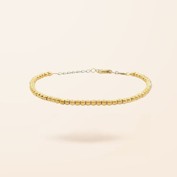 10K Gold 3mm Adjustable Bead Bracelet