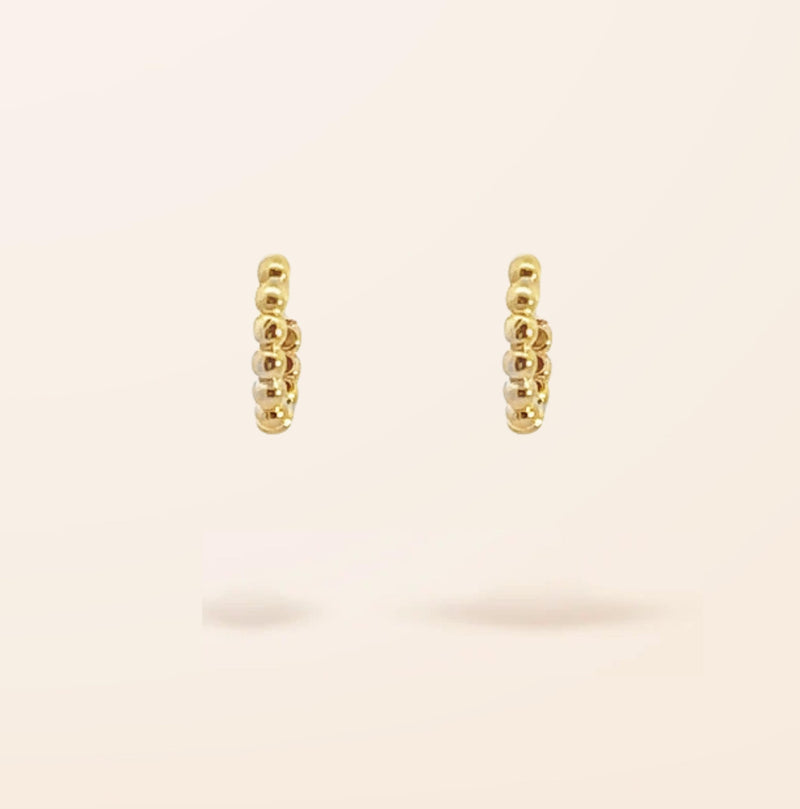 10K Gold Bead Huggie Earrings