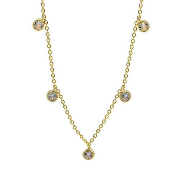 Sterling Silver Gold Plated CZ Drop Necklace