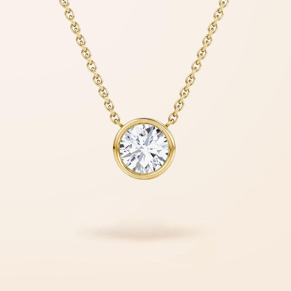 Lab Created Limited Edition 10K Gold Round Diamond Bezel Necklace