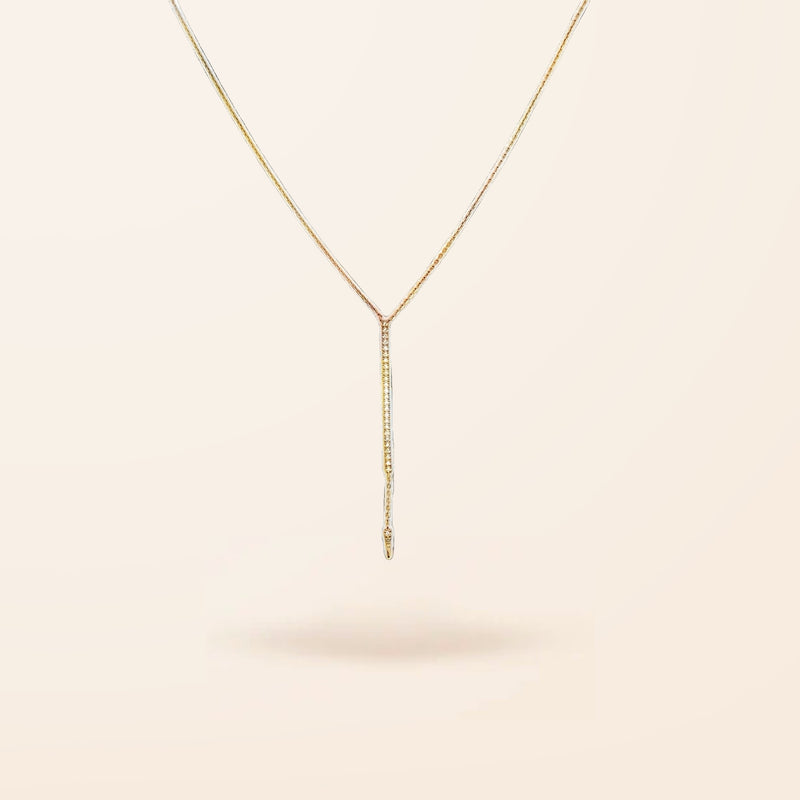 14K Gold Diamond Bar Lariat