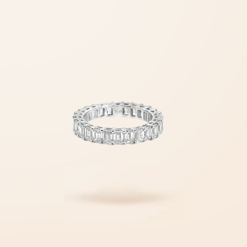 Lab Created 18K Gold Emerald Cut Diamond Eternity Band