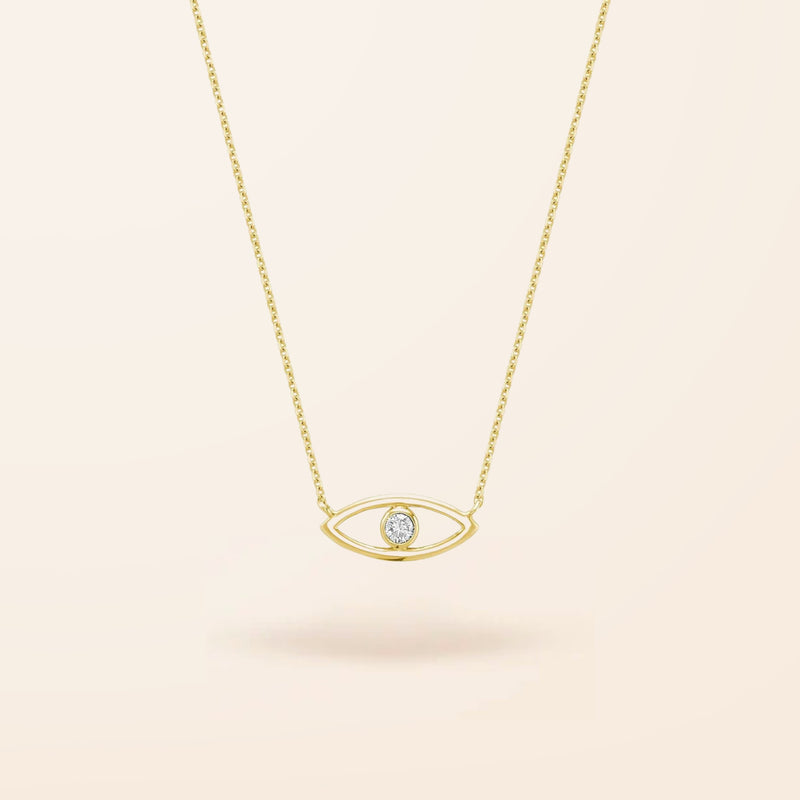 10K Gold Diamond Evil Eye Necklace