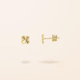 10K Gold Fluted Clover Stud Earrings