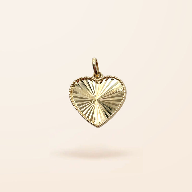 10K Gold Fluted Heart Charm