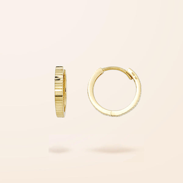 10K Gold Medum Fluted Huggie Earrings