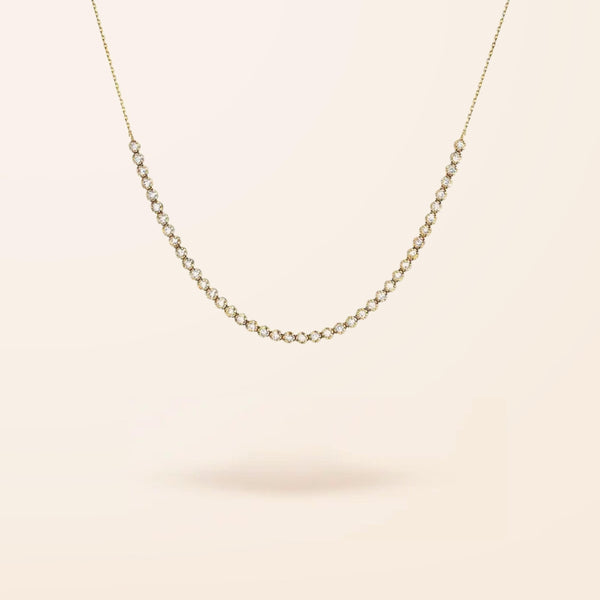 14K Gold Half Diamond Tennis Necklace
