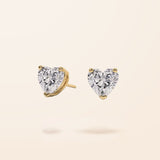 Lab Created 14K Gold Heart Shape Diamond Stud Earrings