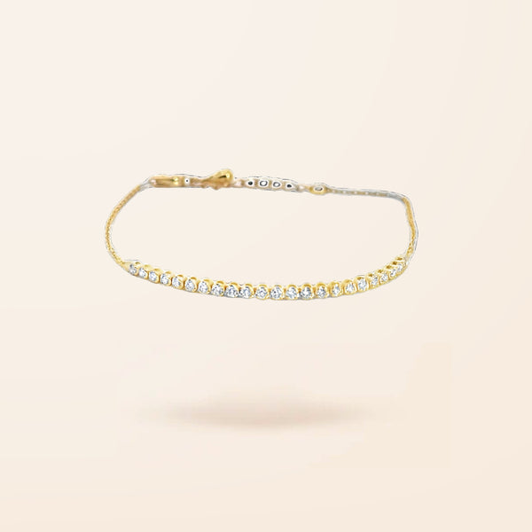 Lab Created 14K Gold Diamond Half Way Tennis Bracelet