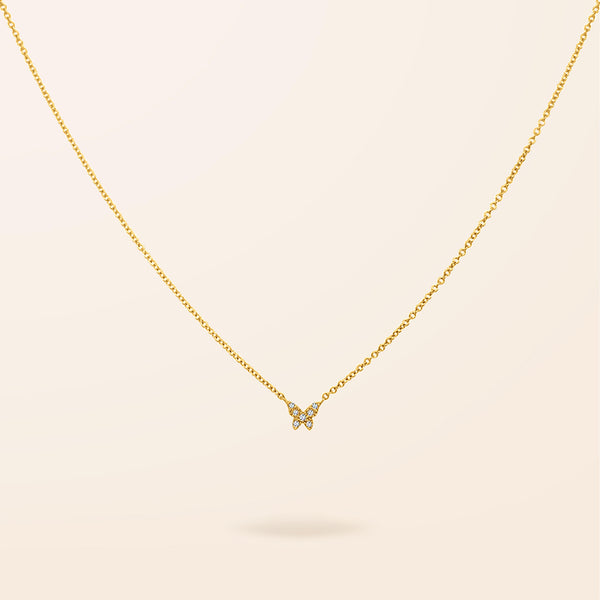 14K Gold Mini Diamond Butterfly Necklace