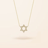 14K Gold Large Diamond Star of David Necklace